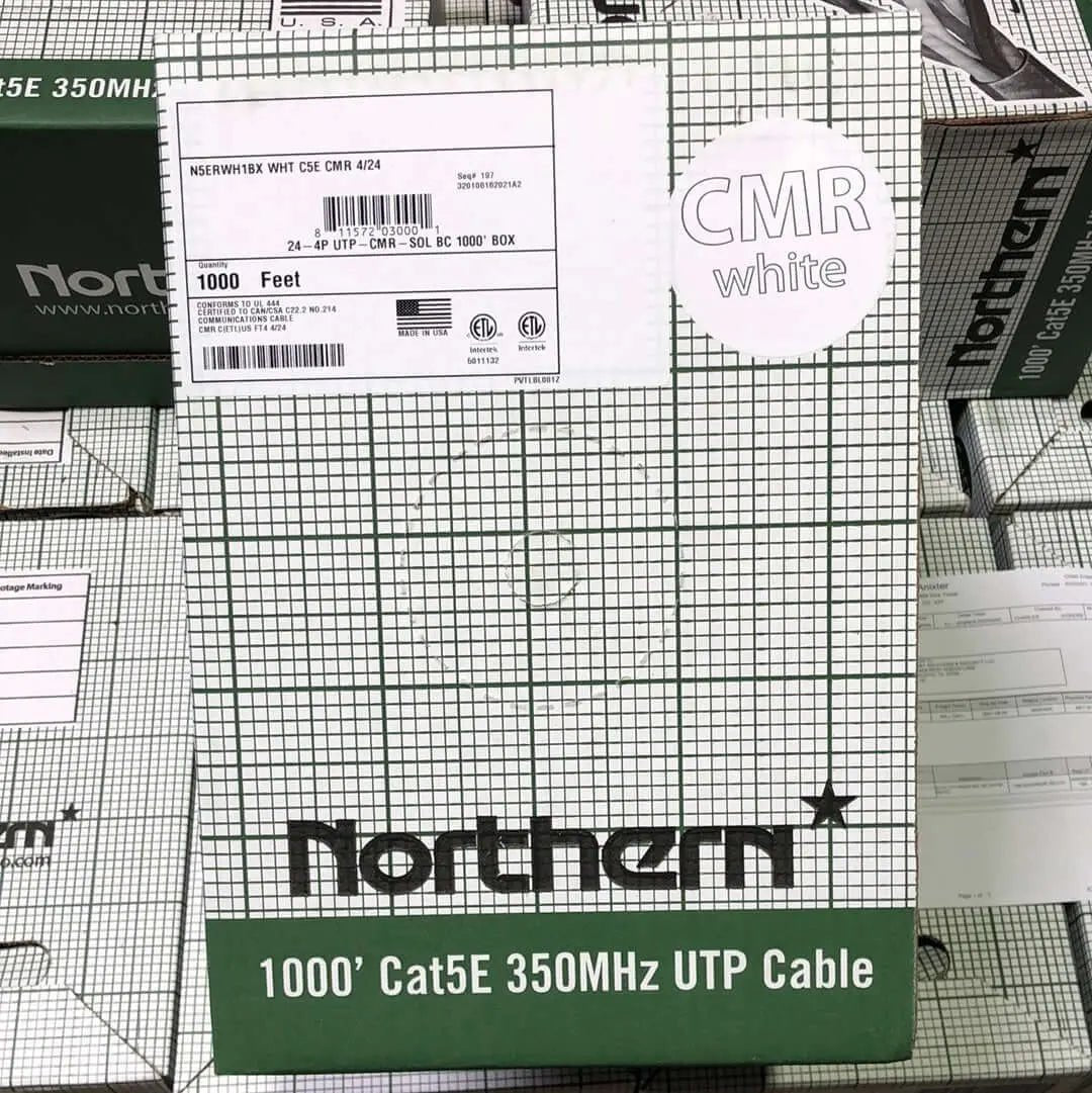CAT5E Wire 1000' foot roll 24 - 4P UTP - RISER SOL BC CMR - Avenger Security