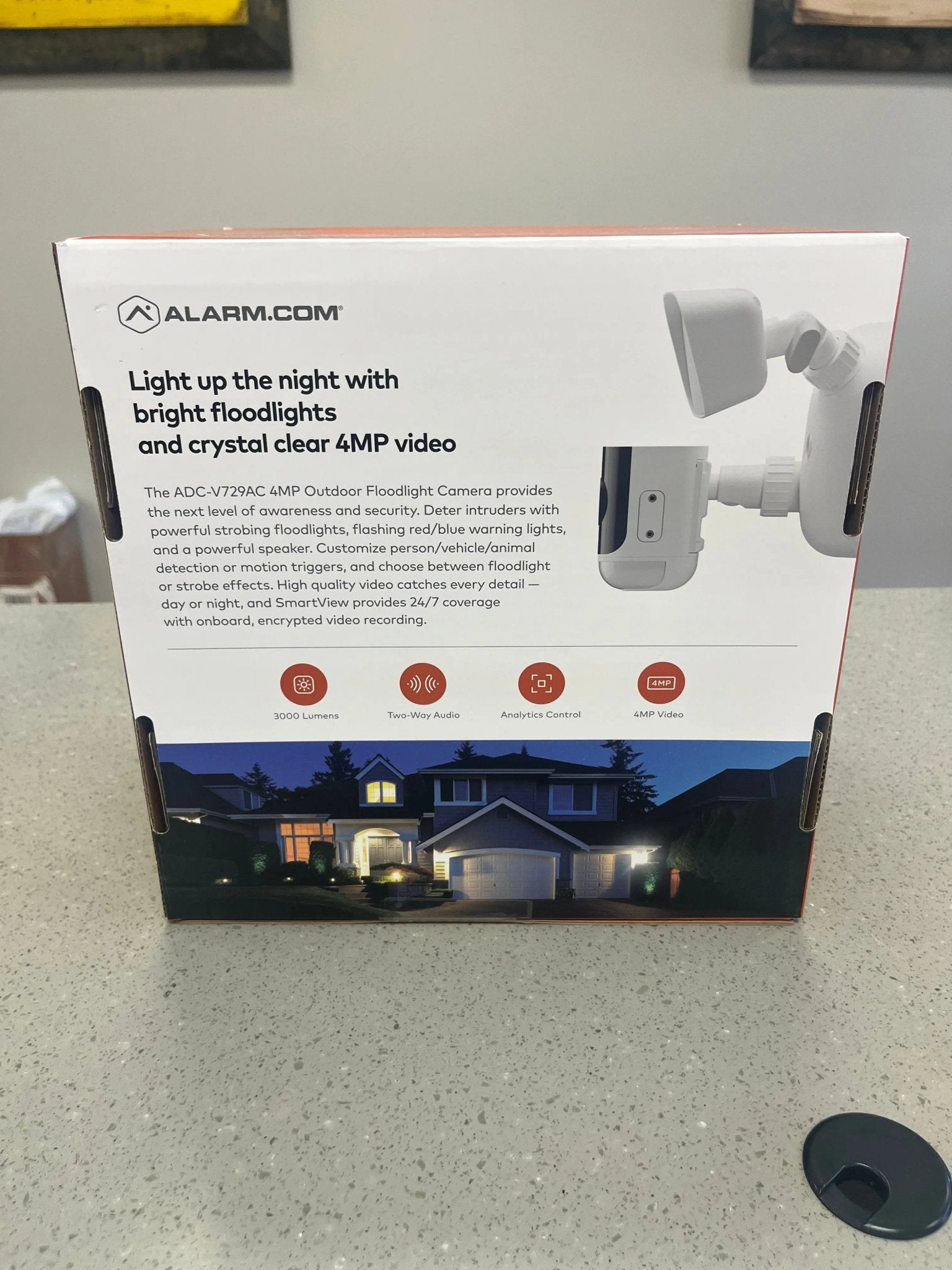 Alarm.com V729AC 4MP Outdoor Floodlight Camera - 120V AC - Avenger Security
