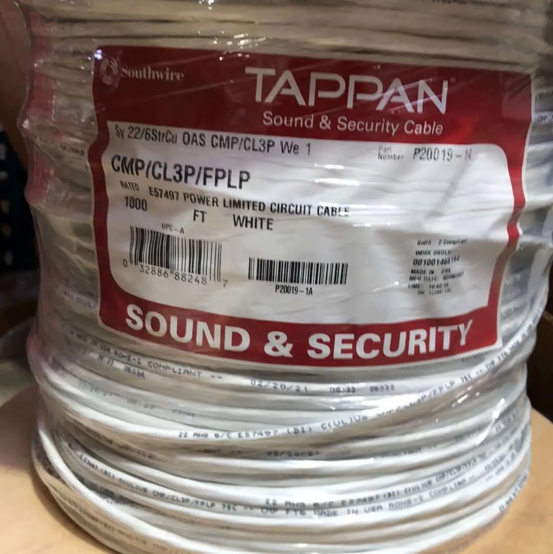 Access Control Wire 22 - 6C 1000 foot reel White for Reader Security Devices - Avenger Security