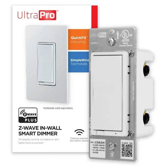 Jasco UltraPro Z - Wave In - Wall Smart Dimmer With QuickFit And SimpleWire, White - Avenger Security
